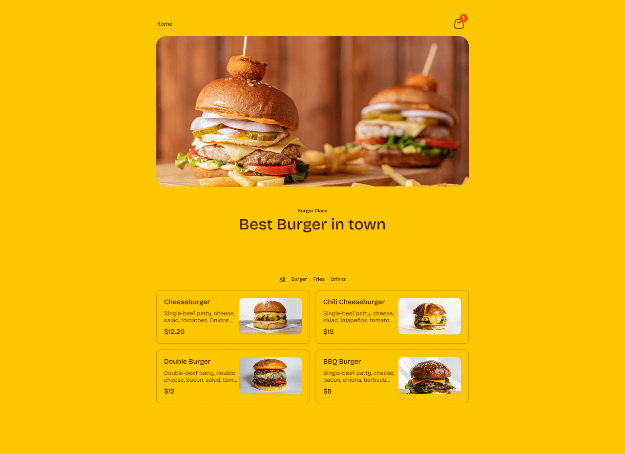 Restaurant online ordering website example - clean food ordering system for takeout and delivery